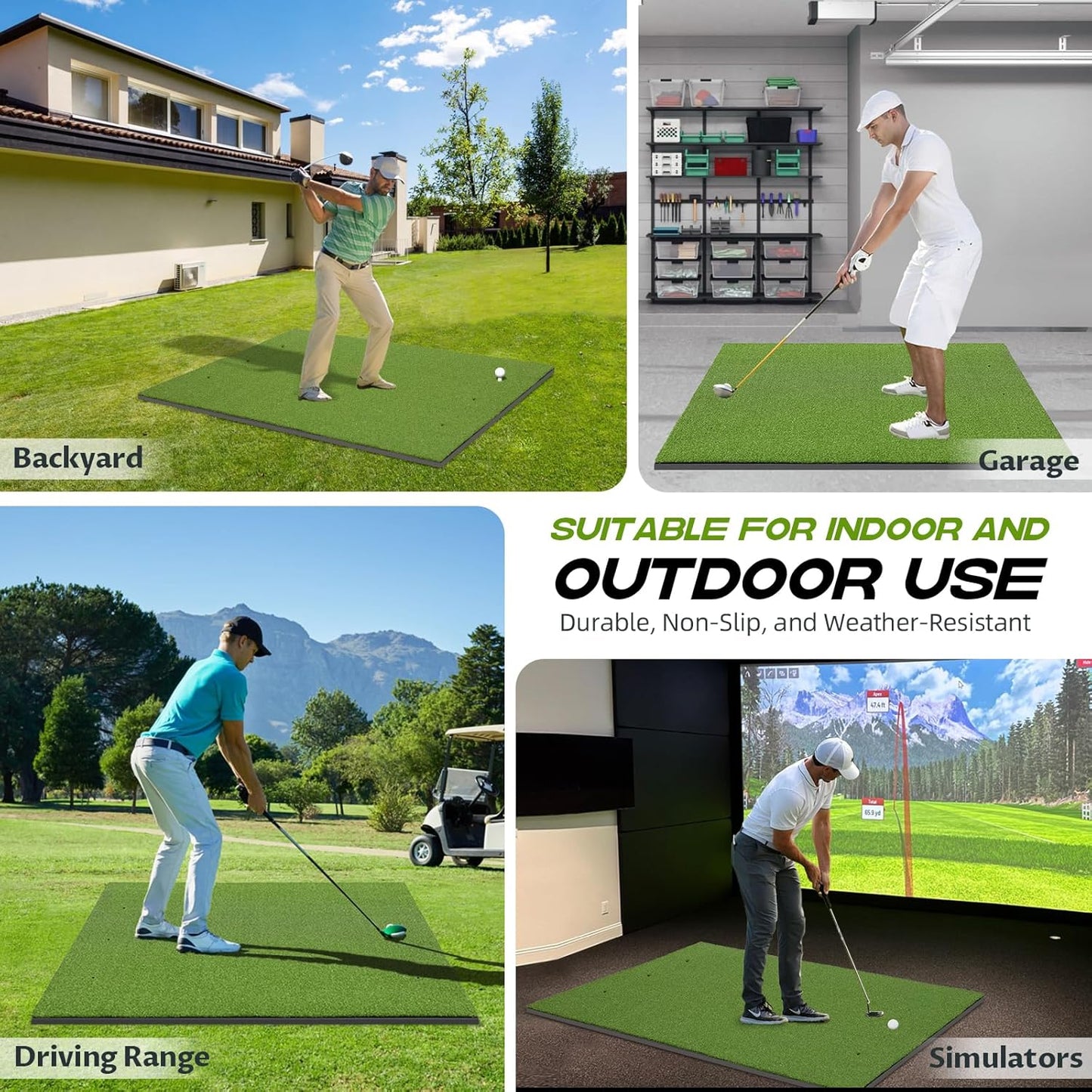 21Mm Golf Mat + Golf Simulator Net 11X8Ft, All-In-One Golf Net and Golf Mat Setup