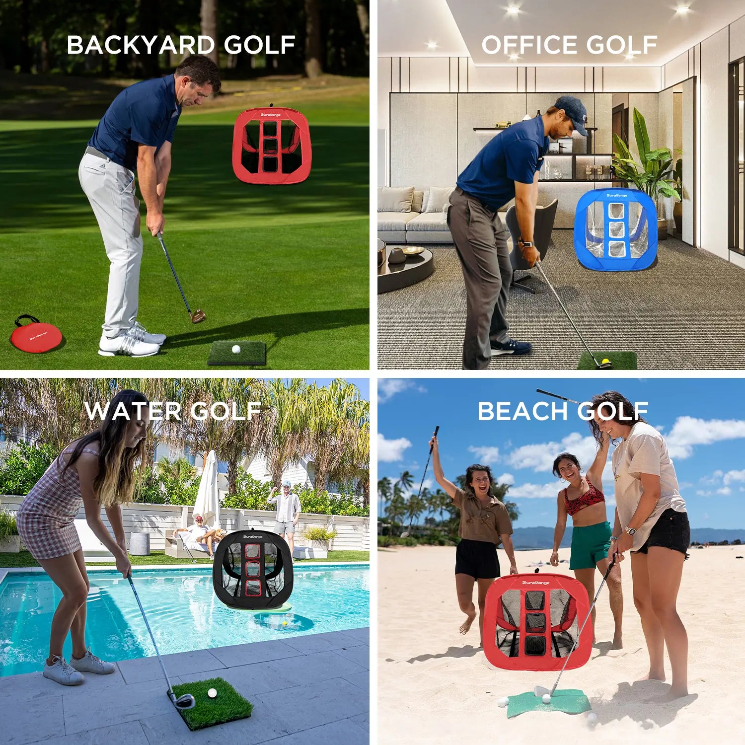 Durarange Foldable Golf Chipping Net Set - Target Training Chip Aids & Golf Gift - Includes 2 Hitting Mats, 6 Real Practice Balls, 6 Foam Balls,Home Golf