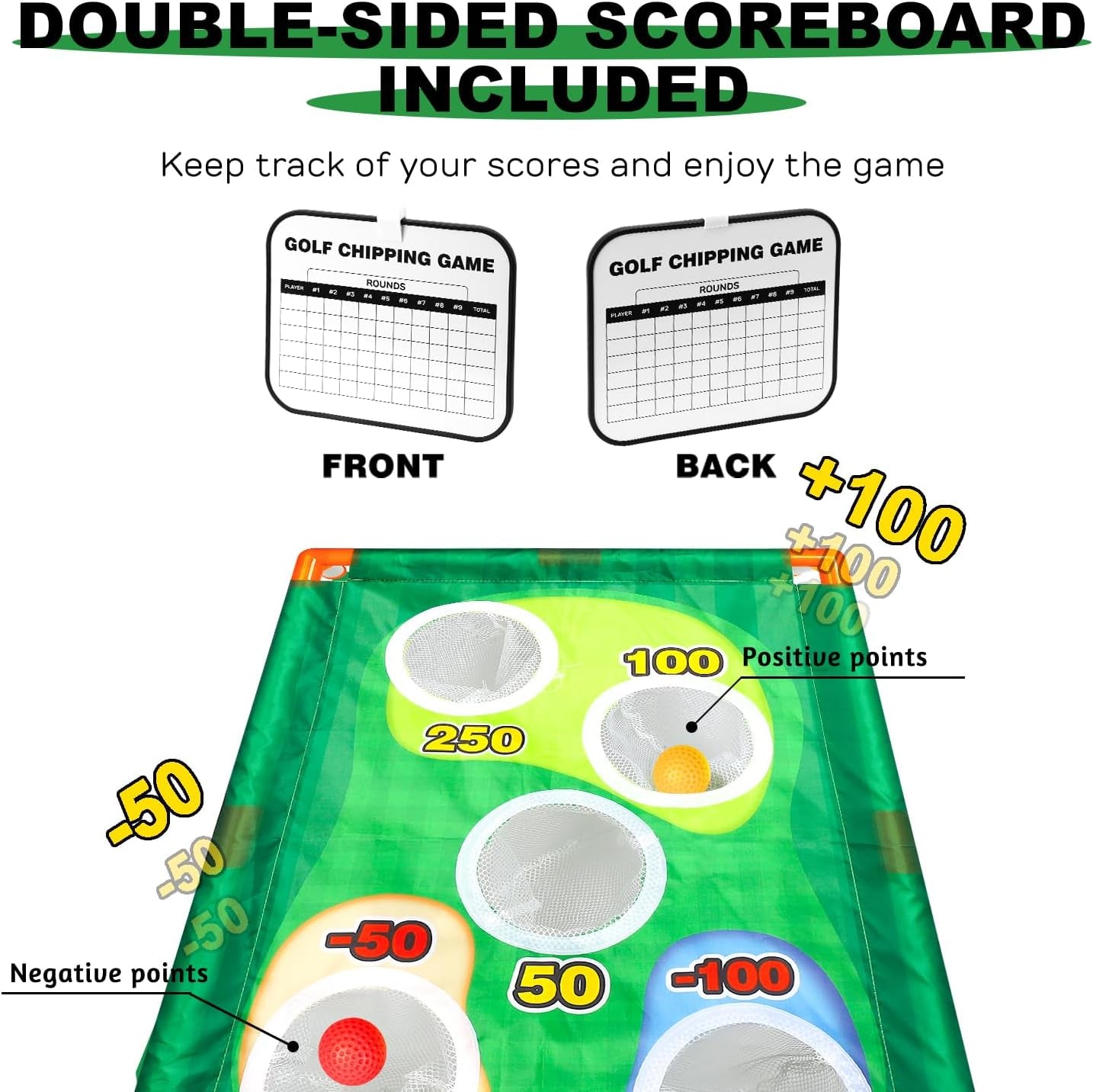 Golf Cornhole Game Golf Corn Hole Set Chipping Golf Game Adults Kids Backyard Golf Game Golf Yard Corn Hole Game Golf Training Equipment Chipping Outdoor Indoor Golf (NO Club Included)