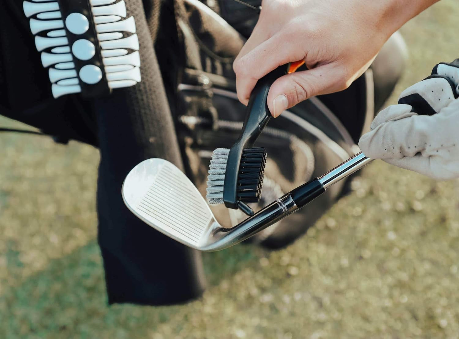 Golf Accessories Gift Set - Golf Towel, Golf Club Brush with Groove Cleaner, Foldable Divot Repair Tool with Ball Marker, Golf Ball Marker and Golf Tee Holder - Golf Club Cleaning Kit