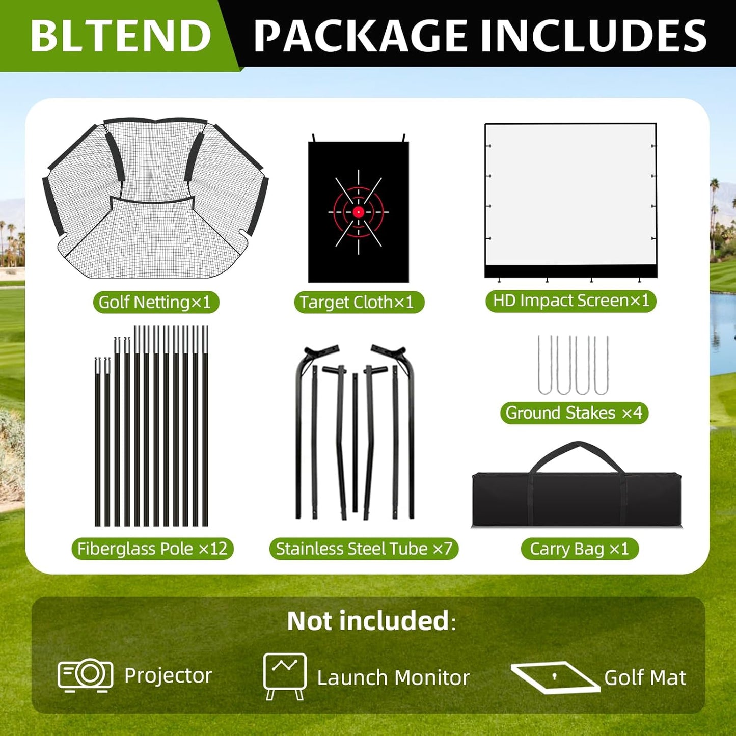 21Mm Golf Mat + Golf Simulator Net 11X8Ft, All-In-One Golf Net and Golf Mat Setup