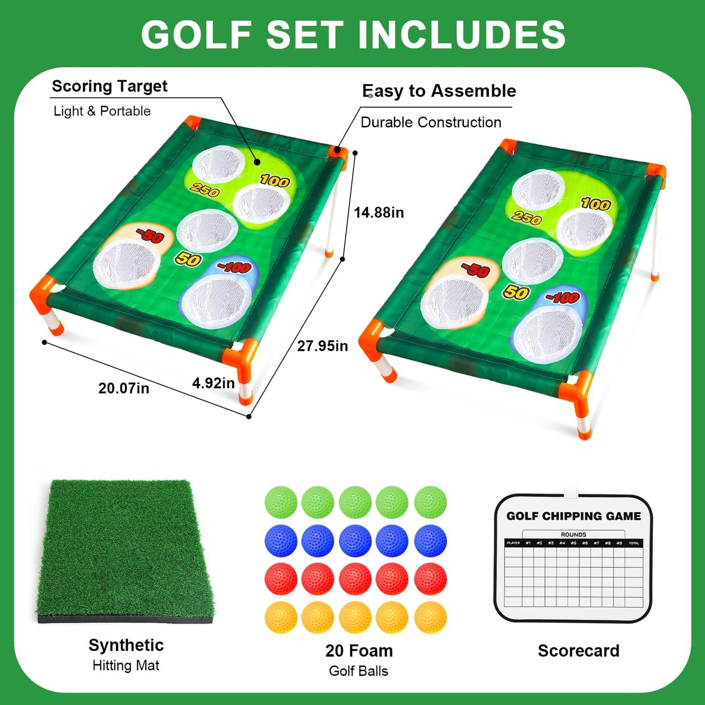 Golf Cornhole Game Golf Corn Hole Set Chipping Golf Game Adults Kids Backyard Golf Game Golf Yard Corn Hole Game Golf Training Equipment Chipping Outdoor Indoor Golf (NO Club Included)