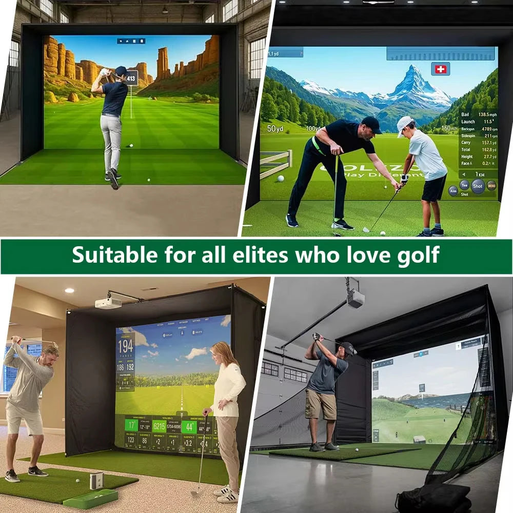 Custom Size Print 10/12/14ft Golf Simulator Enclosure With Hitting Screen Golf Enclosure Frame Cage For Indoor Outdoor Golf Trai