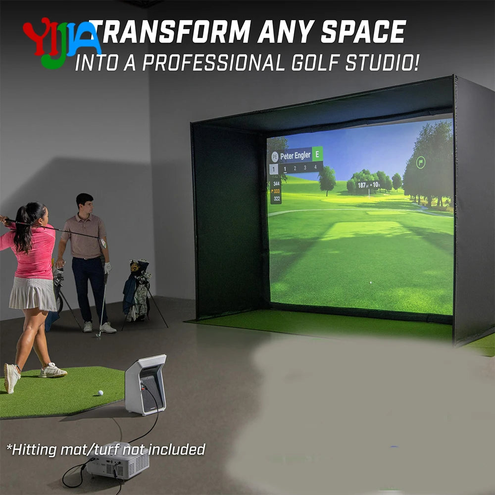Custom Size Print 10/12/14ft Golf Simulator Enclosure With Hitting Screen Golf Enclosure Frame Cage For Indoor Outdoor Golf Trai