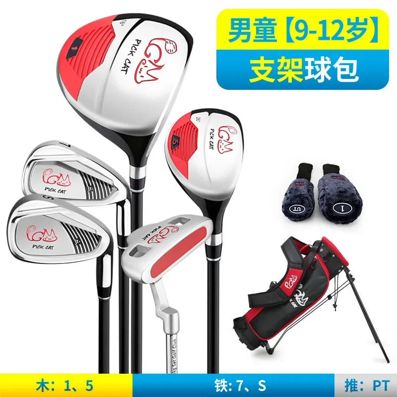 PGM Old Kids Golf Club Set 3-12 years old Children's Girl Beginner's Golf Training Wood Iron Swing Putter Bag Gift JRTG007