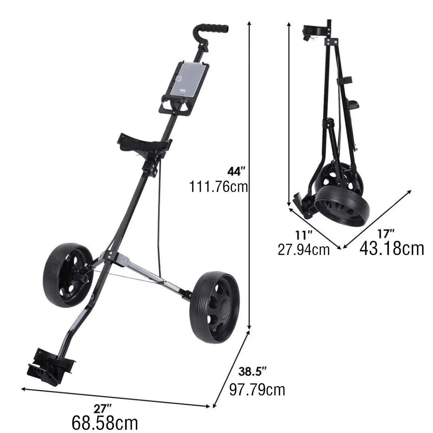 Golf Cart with 2 Wheel Foldable Cart Easy to Carry Golf Trolley Golf Walking Pull Cart Pushcart Golf Bag Cart Golf Equipment
