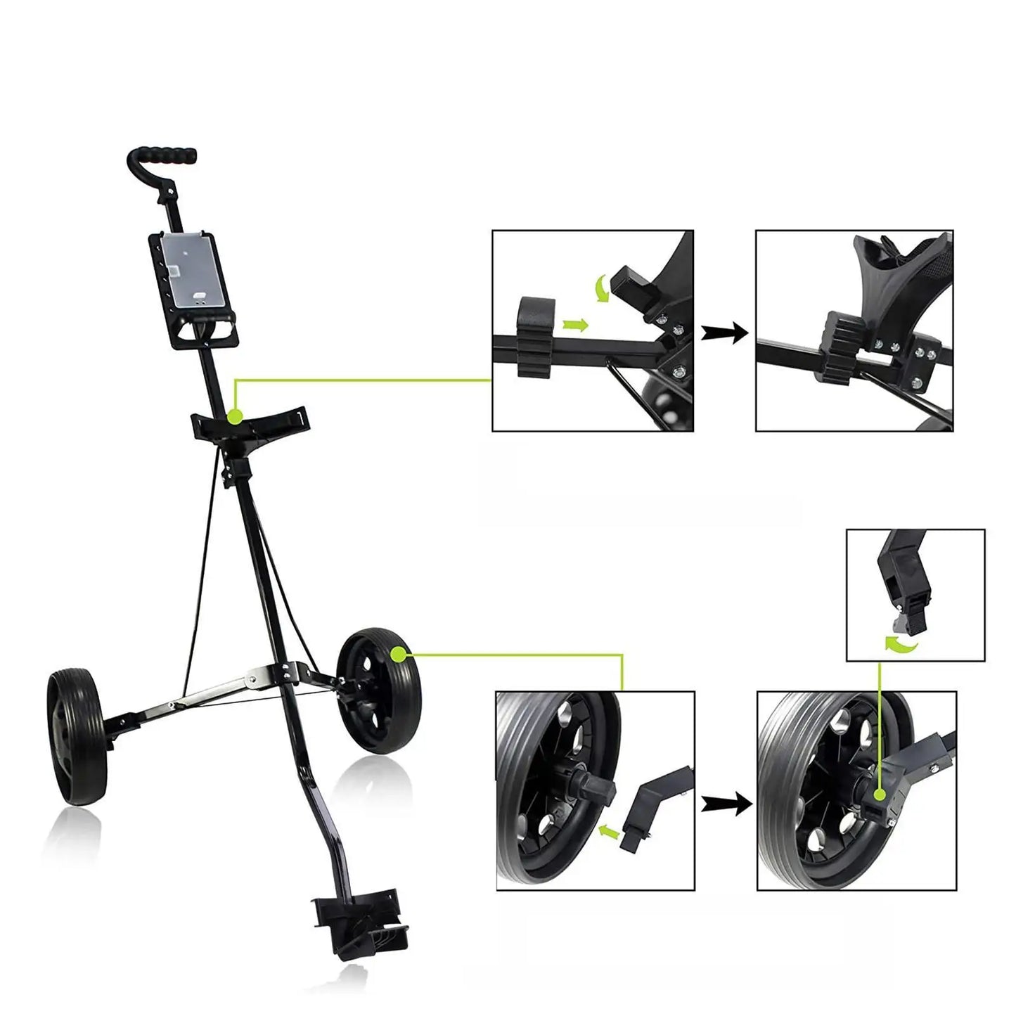 Golf Cart with 2 Wheel Foldable Cart Easy to Carry Golf Trolley Golf Walking Pull Cart Pushcart Golf Bag Cart Golf Equipment