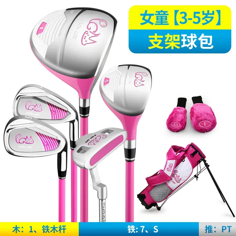 PGM Old Kids Golf Club Set 3-12 years old Children's Girl Beginner's Golf Training Wood Iron Swing Putter Bag Gift JRTG007