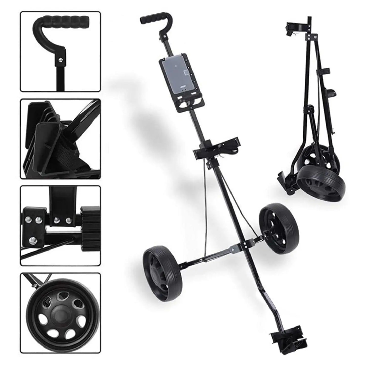 Golf Cart with 2 Wheel Foldable Cart Easy to Carry Golf Trolley Golf Walking Pull Cart Pushcart Golf Bag Cart Golf Equipment