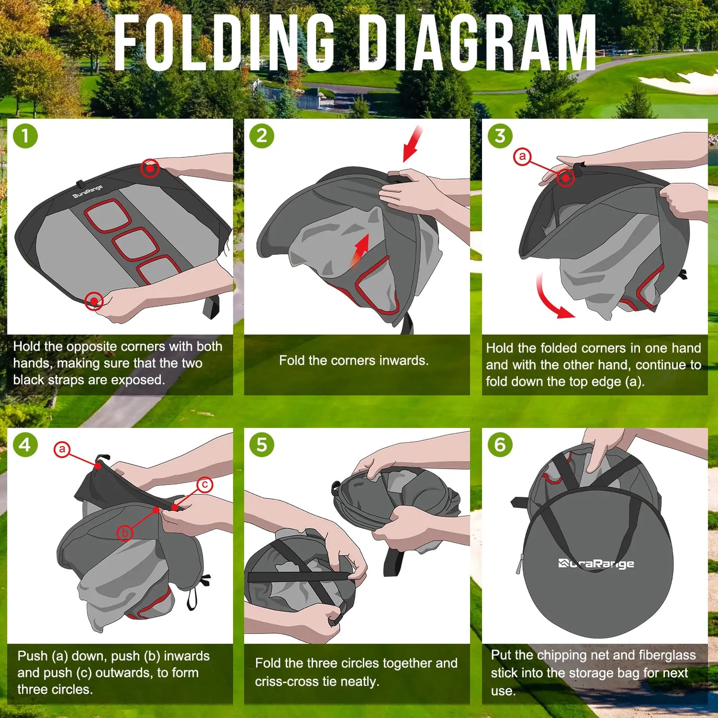Durarange Foldable Golf Chipping Net Set - Target Training Chip Aids & Golf Gift - Includes 2 Hitting Mats, 6 Real Practice Balls, 6 Foam Balls,Home Golf