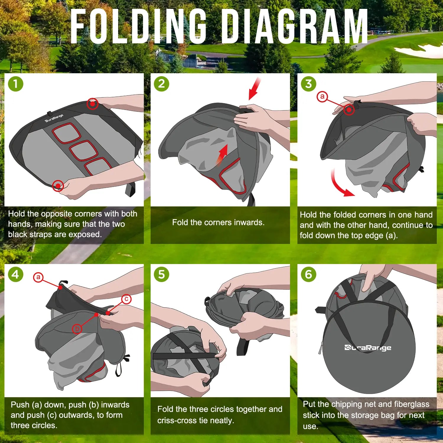 Durarange Foldable Golf Chipping Net Set - Target Training Chip Aids & Golf Gift - Includes 2 Hitting Mats, 6 Real Practice Balls, 6 Foam Balls,Home Golf
