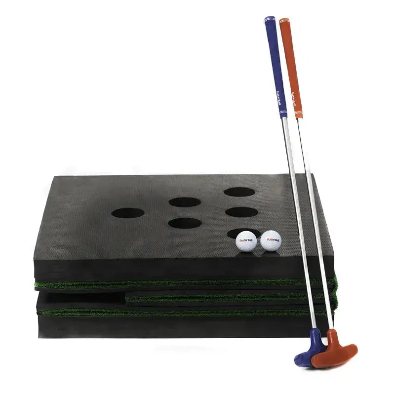 Putterball Golf Game - the Original Backyard Pong Golf Game with Portable Putting Green, Two Golf Balls, Two Putters, and 12 Turf Hole Covers for Lefty and Righty Players