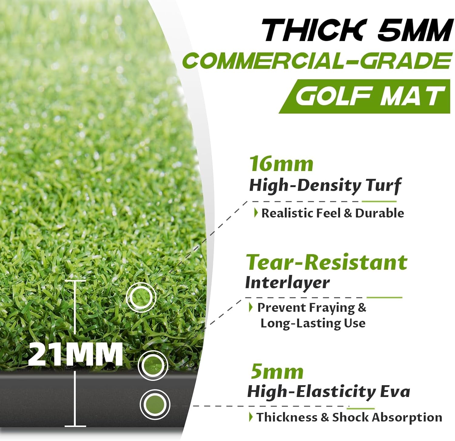 21Mm Golf Mat + Golf Simulator Net 11X8Ft, All-In-One Golf Net and Golf Mat Setup